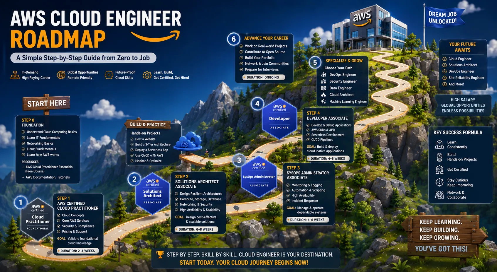 AWS Cloud Engineer Roadmap: A Simple Step-by-Step Guide from Zero to Job